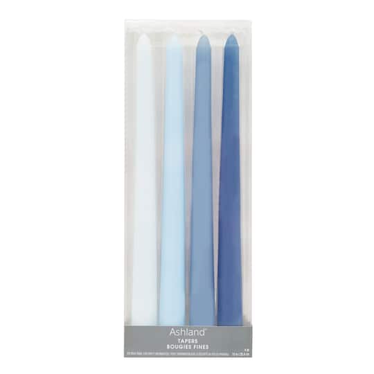 10" Mixed Blue Taper Candles by Ashland®, 4ct.